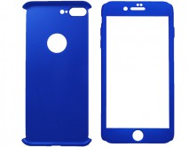 Чехол iPhone 7/8 Plus Двухсторонний + стекло (синий) 