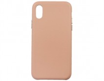 Чехол iPhone X/XS Leather Case без лого, розовый