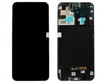 Дисплей Samsung A505F Galaxy A50 + тачскрин + рамка черный (AMOLED Оригинал/Замененное стекло) 