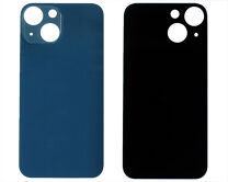 Задняя крышка (cтекло) iPhone 13 Mini (с увел. вырезом) синяя 1 класс