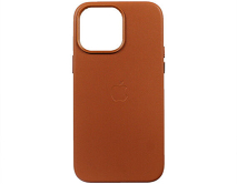 Чехол iPhone 14 Pro Max Leather hi-copy, с яблоком, коричневый 