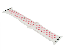 Ремешок Watch Series 38mm/40mm/41mm силиконовый Nike band белый/розовый  #13