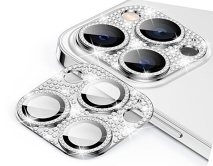 Защитная накладка на камеру iPhone 14/14 Plus 3D со стразами серебристая