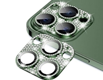 Защитная накладка на камеру iPhone 13 Pro/13 Pro Max 3D со стразами зеленая