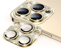 Защитная накладка на камеру iPhone 12 Pro 3D со стразами золотая